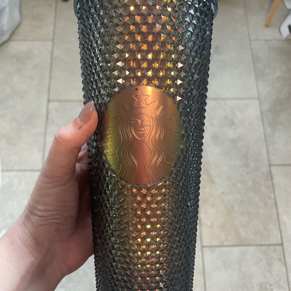 Starbucks Black and Gold Accent Tumbler with Textured Design
